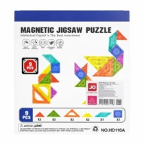 Fichas magnéticas para niños tipo puzzle magnético educativo de 9 piezas de colores para desarrollar creatividad, lógica y habilidades cognitivas.