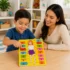 Niño utilizando tablero educativo cuerpo humano Montessori