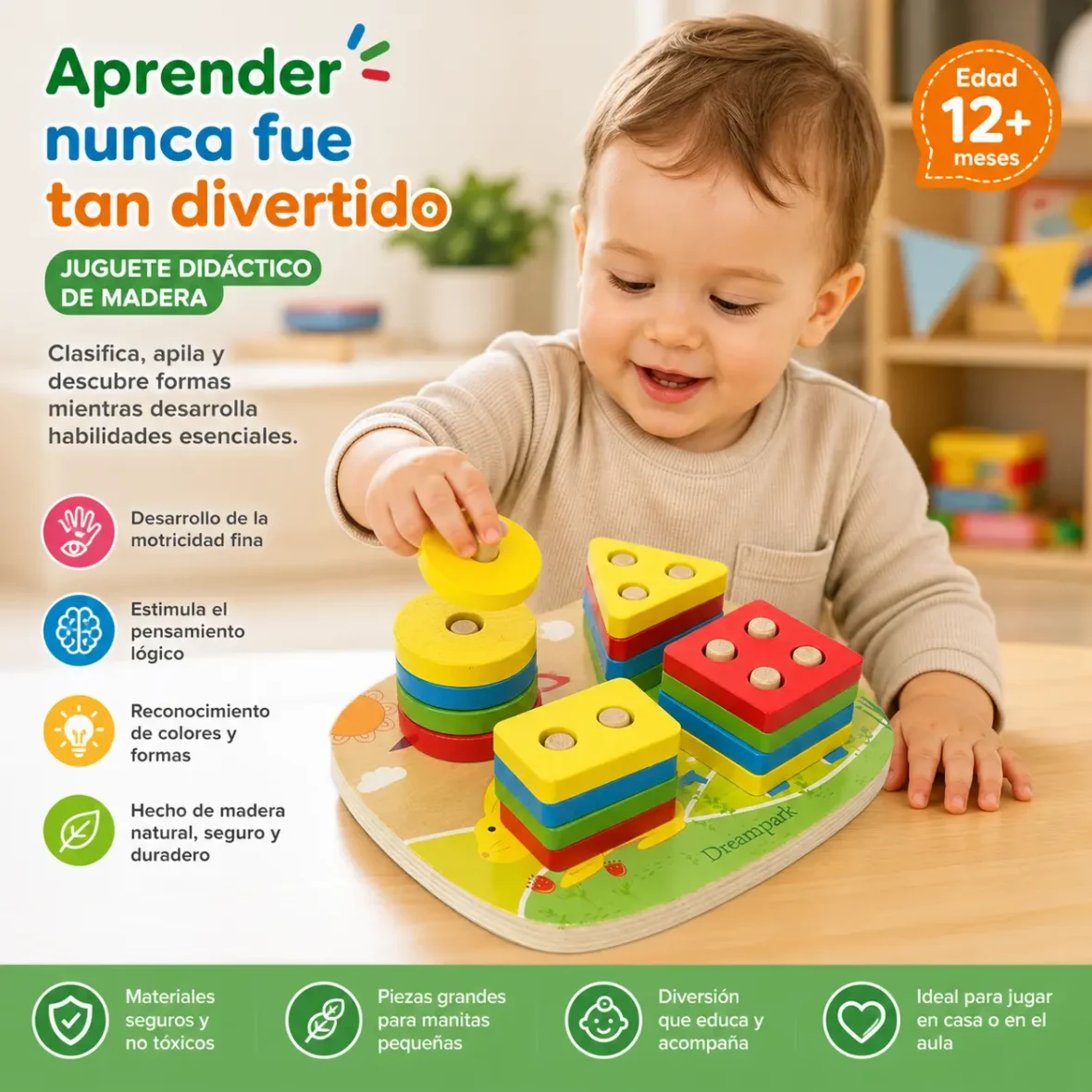 Encajable madera geométricos niños