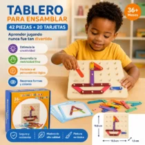 Tablero Montessori para ensamblar con piezas de colores y tarjetas educativas para niños