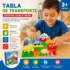 Niño jugando con tabla Montessori de transporte