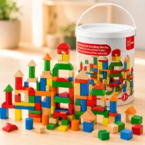 Bloques de madera Montessori de colores con 100 piezas para construcción infantil